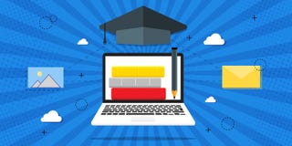 Διανυσματική απεικόνιση της κατάρτισης, on-line κατάρτιση, σε απευθείας σύνδεση μαθήματα, έννοια εκπαίδευσης Τα βιβλία στο μπλε υ ελεύθερη απεικόνιση δικαιώματος Διανυσματική απεικόνιση της κατάρτισης, on-line κατάρτιση, σε απευθείας σύνδεση μαθήματα, έννοια εκπαίδευσης Τα βιβλία στο μπλε υ ελεύθερη απεικόνιση δικαιώματος