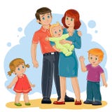 Διανυσματική ευτυχής οικογένεια - μπαμπάς, mom, κόρη, γιος και μωρό διανυσματική απεικόνιση Διανυσματική ευτυχής οικογένεια - μπαμπάς, mom, κόρη, γιος και μωρό διανυσματική απεικόνιση