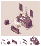 Διανυσματικός isometric εξοπλισμός στούντιο εγχώριας καταγραφής απεικόνιση αποθεμάτων Διανυσματικός isometric εξοπλισμός στούντιο εγχώριας καταγραφής απεικόνιση αποθεμάτων