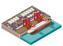 Διανυσματικός isometric λιμένας φορτίου διανυσματική απεικόνιση Διανυσματικός isometric λιμένας φορτίου διανυσματική απεικόνιση