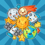 Διαστημική κάρτα Kawaii Doodles με την όμορφη έκφραση του προσώπου Απεικόνιση του ήλιου κινούμενων σχεδίων, γη, φεγγάρι, πύραυλος απεικόνιση αποθεμάτων Διαστημική κάρτα Kawaii Doodles με την όμορφη έκφραση του προσώπου Απεικόνιση του ήλιου κινούμενων σχεδίων, γη, φεγγάρι, πύραυλος απεικόνιση αποθεμάτων