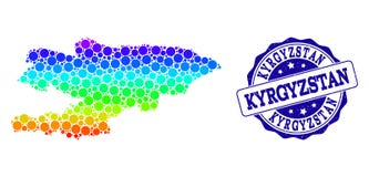 Διαστιγμένος χάρτης φάσματος του Κιργιστάν και της σφραγίδας γραμματοσήμων Grunge διανυσματική απεικόνιση Διαστιγμένος χάρτης φάσματος του Κιργιστάν και της σφραγίδας γραμματοσήμων Grunge διανυσματική απεικόνιση