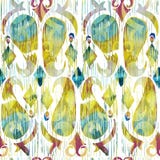 Δονούμενο άνευ ραφής σχέδιο ikat Watercolor πράσινο Καθιερώνων τη μόδα φυλετικός στο ύφος watercolour Φτερό Peacock διανυσματική απεικόνιση Δονούμενο άνευ ραφής σχέδιο ikat Watercolor πράσινο Καθιερώνων τη μόδα φυλετικός στο ύφος watercolour Φτερό Peacock διανυσματική απεικόνιση