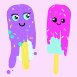 Δύο Popsicles με την απεικόνιση λειωμένων μετάλλων προσώπων διανυσματική απεικόνιση Δύο Popsicles με την απεικόνιση λειωμένων μετάλλων προσώπων διανυσματική απεικόνιση