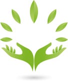 Δύο χέρια και φύλλα, naturopath και λογότυπο φύσης ελεύθερη απεικόνιση δικαιώματος Δύο χέρια και φύλλα, naturopath και λογότυπο φύσης ελεύθερη απεικόνιση δικαιώματος