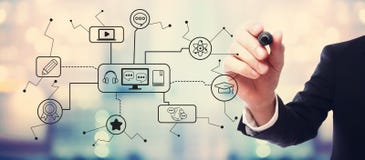 Ε-εκμάθηση με τον επιχειρηματία στοκ εικόνες με δικαίωμα ελεύθερης χρήσης Ε-εκμάθηση με τον επιχειρηματία στοκ εικόνες με δικαίωμα ελεύθερης χρήσης