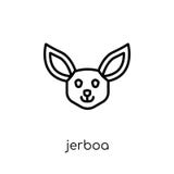 Εικονίδιο Jerboa Καθιερώνον τη μόδα σύγχρονο επίπεδο γραμμικό διανυσματικό εικονίδιο Jerboa στο whi διανυσματική απεικόνιση Εικονίδιο Jerboa Καθιερώνον τη μόδα σύγχρονο επίπεδο γραμμικό διανυσματικό εικονίδιο Jerboa στο whi διανυσματική απεικόνιση