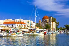 Εικονογραφικά ελληνικά νησιά Aegina στοκ εικόνες Εικονογραφικά ελληνικά νησιά Aegina στοκ εικόνες