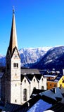 Εκκλησία Hallstatt με τη θέα βουνού στοκ φωτογραφίες Εκκλησία Hallstatt με τη θέα βουνού στοκ φωτογραφίες