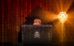 Εκτεθειμένη προστασία από τους χάκερ διανυσματική απεικόνιση Εκτεθειμένη προστασία από τους χάκερ διανυσματική απεικόνιση