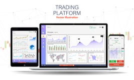 Εμπορική ανταλλαγή app στην τηλεφωνικές οθόνη, το lap-top και την ταμπλέτα ελεύθερη απεικόνιση δικαιώματος Εμπορική ανταλλαγή app στην τηλεφωνικές οθόνη, το lap-top και την ταμπλέτα ελεύθερη απεικόνιση δικαιώματος
