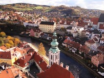 Εναέρια άποψη Cesky Krumlov, Τσεχία στοκ φωτογραφία Εναέρια άποψη Cesky Krumlov, Τσεχία στοκ φωτογραφία