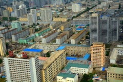 Εναέρια άποψη της πόλης, Pyongyang, Βόρεια Κορέα στοκ εικόνες Εναέρια άποψη της πόλης, Pyongyang, Βόρεια Κορέα στοκ εικόνες