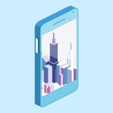 Επίπεδες τρισδιάστατες isometric κινητές πληροφορίες χαρτών ναυσιπλοΐας γραφικές με το δείκτη διανυσματική απεικόνιση Επίπεδες τρισδιάστατες isometric κινητές πληροφορίες χαρτών ναυσιπλοΐας γραφικές με το δείκτη διανυσματική απεικόνιση