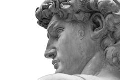 Επικεφαλής ενός διάσημου αγάλματος από Michelangelo - του Δαβίδ από τη Φλωρεντία, που απομονώνεται στο λευκό Στοκ Φωτογραφίες Επικεφαλής ενός διάσημου αγάλματος από Michelangelo - του Δαβίδ από τη Φλωρεντία, που απομονώνεται στο λευκό Στοκ Φωτογραφίες