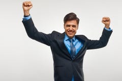 Επιτυχία εορτασμού επιχειρησιακών ατόμων στο άσπρο κλίμα στοκ εικόνες με δικαίωμα ελεύθερης χρήσης Επιτυχία εορτασμού επιχειρησιακών ατόμων στο άσπρο κλίμα στοκ εικόνες με δικαίωμα ελεύθερης χρήσης