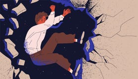 Επιχειρηματίας, εργαζόμενος γραφείων αρσενικών ή υπάλληλος που αναρριχούνται επάνω στον απότομο βράχο και που πέφτουν μακριά Έννο απεικόνιση αποθεμάτων Επιχειρηματίας, εργαζόμενος γραφείων αρσενικών ή υπάλληλος που αναρριχούνται επάνω στον απότομο βράχο και που πέφτουν μακριά Έννο απεικόνιση αποθεμάτων