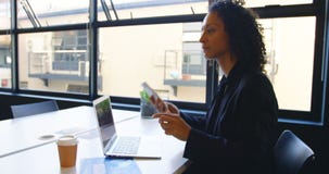 Επιχειρηματίας που μιλά στο κινητό τηλέφωνο χρησιμοποιώντας το lap-top 4k απόθεμα βίντεο Επιχειρηματίας που μιλά στο κινητό τηλέφωνο χρησιμοποιώντας το lap-top 4k απόθεμα βίντεο