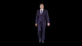 Επιχειρηματίας που περπατά το απομονωμένο, άλφα κανάλι απόθεμα βίντεο Επιχειρηματίας που περπατά το απομονωμένο, άλφα κανάλι απόθεμα βίντεο