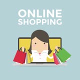 Επιχειρηματίας στο lap-top υπολογιστών, σε απευθείας σύνδεση έννοια αγορών ελεύθερη απεικόνιση δικαιώματος Επιχειρηματίας στο lap-top υπολογιστών, σε απευθείας σύνδεση έννοια αγορών ελεύθερη απεικόνιση δικαιώματος