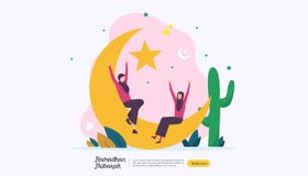 ευτυχής ramadan έννοια χαιρετισμού του Mubarak με το χαρακτήρα ανθρώπων για το προσγειωμένος πρότυπο ιστοσελίδας, έμβλημα, παρουσ απεικόνιση αποθεμάτων ευτυχής ramadan έννοια χαιρετισμού του Mubarak με το χαρακτήρα ανθρώπων για το προσγειωμένος πρότυπο ιστοσελίδας, έμβλημα, παρουσ απεικόνιση αποθεμάτων