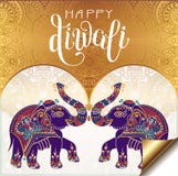 Ευτυχής χρυσή ευχετήρια κάρτα Diwali με γραπτή τη χέρι επιγραφή Ευτυχής χρυσή ευχετήρια κάρτα Diwali με γραπτή τη χέρι επιγραφή