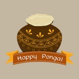 Ευτυχείς εορτασμοί φεστιβάλ Pongal με το παραδοσιακό δοχείο λάσπης διανυσματική απεικόνιση Ευτυχείς εορτασμοί φεστιβάλ Pongal με το παραδοσιακό δοχείο λάσπης διανυσματική απεικόνιση