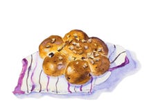 Ζωγραφική Watercolor του ψωμιού διανυσματική απεικόνιση Ζωγραφική Watercolor του ψωμιού διανυσματική απεικόνιση