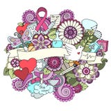Ζωηρόχρωμη απεικόνιση doodle μήνα συνειδητοποίησης καρκίνου του μαστού ιατρικό optometrist ματιών διαγραμμάτων ανασκόπησης απεικόνιση αποθεμάτων Ζωηρόχρωμη απεικόνιση doodle μήνα συνειδητοποίησης καρκίνου του μαστού ιατρικό optometrist ματιών διαγραμμάτων ανασκόπησης απεικόνιση αποθεμάτων