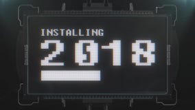 Ζωηρόχρωμο αναδρομικό videogame άλματος που φορτώνει το κείμενο του 2018 στο φουτουριστικό άνευ ραφής βρόχο ζωτικότητας οθόνης πα απεικόνιση αποθεμάτων Ζωηρόχρωμο αναδρομικό videogame άλματος που φορτώνει το κείμενο του 2018 στο φουτουριστικό άνευ ραφής βρόχο ζωτικότητας οθόνης πα απεικόνιση αποθεμάτων