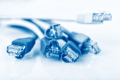 Ζωηρόχρωμο καλώδιο δικτύων με RJ45 τους συνδετήρες, μπλε καλώδιο δικτύων στοκ εικόνα με δικαίωμα ελεύθερης χρήσης Ζωηρόχρωμο καλώδιο δικτύων με RJ45 τους συνδετήρες, μπλε καλώδιο δικτύων στοκ εικόνα με δικαίωμα ελεύθερης χρήσης