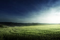 Ηλιοβασίλεμα άνοιξη στην Τοσκάνη, Ιταλία Στοκ εικόνα με δικαίωμα ελεύθερης χρήσης Ηλιοβασίλεμα άνοιξη στην Τοσκάνη, Ιταλία Στοκ εικόνα με δικαίωμα ελεύθερης χρήσης