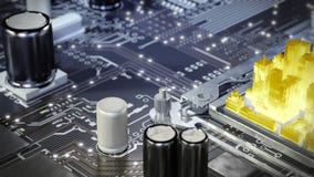 Η πόλη στη μητρική κάρτα Νευρικά δίκτυα Επικοινωνία του μέλλοντος 4K διανυσματική απεικόνιση Η πόλη στη μητρική κάρτα Νευρικά δίκτυα Επικοινωνία του μέλλοντος 4K διανυσματική απεικόνιση