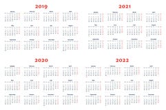 Ημερολόγιο για 2019-2022 έτη στο διαφανές υπόβαθρο απεικόνιση αποθεμάτων Ημερολόγιο για 2019-2022 έτη στο διαφανές υπόβαθρο απεικόνιση αποθεμάτων
