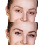 Θηλυκά μάτια πριν και μετά από eyelash την επέκταση στοκ εικόνες Θηλυκά μάτια πριν και μετά από eyelash την επέκταση στοκ εικόνες