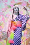 Ιαπωνικός χορευτής στο φεστιβάλ οδών Sakura Matsuri Ιαπωνικός χορευτής στο φεστιβάλ οδών Sakura Matsuri
