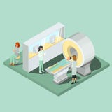 Ιατρικός ανιχνευτής MRI, ιατρικό προσωπικό και υπομονετικό isometric διάνυσμα προβολέων απεικόνιση αποθεμάτων Ιατρικός ανιχνευτής MRI, ιατρικό προσωπικό και υπομονετικό isometric διάνυσμα προβολέων απεικόνιση αποθεμάτων