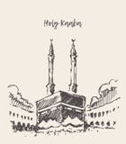 Ιερό συρμένο μουσουλμάνος σκίτσο Kaaba Μέκκα Σαουδική Αραβία απεικόνιση αποθεμάτων Ιερό συρμένο μουσουλμάνος σκίτσο Kaaba Μέκκα Σαουδική Αραβία απεικόνιση αποθεμάτων