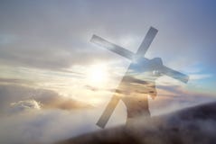 Ιησούς Χριστός που φέρνει το σταυρό επάνω σε Calvary στη Μεγάλη Παρασκευή στοκ φωτογραφία με δικαίωμα ελεύθερης χρήσης Ιησούς Χριστός που φέρνει το σταυρό επάνω σε Calvary στη Μεγάλη Παρασκευή στοκ φωτογραφία με δικαίωμα ελεύθερης χρήσης