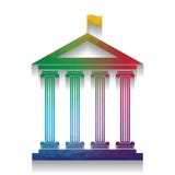 Ιστορικό κτήριο με τη σημαία διάνυσμα Ζωηρόχρωμο εικονίδιο με φωτεινό ελεύθερη απεικόνιση δικαιώματος Ιστορικό κτήριο με τη σημαία διάνυσμα Ζωηρόχρωμο εικονίδιο με φωτεινό ελεύθερη απεικόνιση δικαιώματος