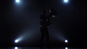 Κλασσικό instrumentalist παιχνιδιών μελωδίας σε σε αργή κίνηση Στούντιο στον καπνό απόθεμα βίντεο Κλασσικό instrumentalist παιχνιδιών μελωδίας σε σε αργή κίνηση Στούντιο στον καπνό απόθεμα βίντεο