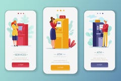 Κάθετα εμβλήματα ανθρώπων πληρωμών του ATM διανυσματική απεικόνιση Κάθετα εμβλήματα ανθρώπων πληρωμών του ATM διανυσματική απεικόνιση