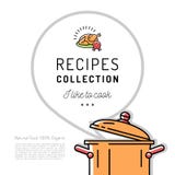 Κάλυψη Cookbook προτύπων επιλογών βιβλίων συνταγής Βράζοντας δοχείο, λεκτική φυσαλίδα με το διάστημα για το κείμενο Διανυσματικό Στοκ Φωτογραφία Κάλυψη Cookbook προτύπων επιλογών βιβλίων συνταγής Βράζοντας δοχείο, λεκτική φυσαλίδα με το διάστημα για το κείμενο Διανυσματικό Στοκ Φωτογραφία