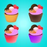 Καθορισμένο σχέδιο αφισών Cupcake διανυσματική απεικόνιση Καθορισμένο σχέδιο αφισών Cupcake διανυσματική απεικόνιση