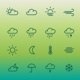 Καιρικό forcast εικονίδιο γραμμών που τίθεται στην πράσινη κλίση Στοκ εικόνες με δικαίωμα ελεύθερης χρήσης Καιρικό forcast εικονίδιο γραμμών που τίθεται στην πράσινη κλίση Στοκ εικόνες με δικαίωμα ελεύθερης χρήσης