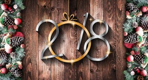 2018 καλή χρονιά και πλαίσιο Χαρούμενα Χριστούγεννας με το χιόνι και το rea Στοκ εικόνα με δικαίωμα ελεύθερης χρήσης 2018 καλή χρονιά και πλαίσιο Χαρούμενα Χριστούγεννας με το χιόνι και το rea Στοκ εικόνα με δικαίωμα ελεύθερης χρήσης