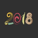 2018 Καλή χρονιά του σκυλιού Κατασκευασμένος αριθμός Δημιουργικό ατημέλητο σχέδιο με τους λεκέδες, επιχρίσματα Ύφος Grunge εγγραφ ελεύθερη απεικόνιση δικαιώματος 2018 Καλή χρονιά του σκυλιού Κατασκευασμένος αριθμός Δημιουργικό ατημέλητο σχέδιο με τους λεκέδες, επιχρίσματα Ύφος Grunge εγγραφ ελεύθερη απεικόνιση δικαιώματος