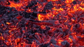 Καλός άνετος ικανοποιώντας στενός επάνω πυροβολισμός του ξυλάνθρακα που καίγεται με το ζωηρόχρωμο πορτοκαλί φως στην εστία φλογών απόθεμα βίντεο Καλός άνετος ικανοποιώντας στενός επάνω πυροβολισμός του ξυλάνθρακα που καίγεται με το ζωηρόχρωμο πορτοκαλί φως στην εστία φλογών απόθεμα βίντεο