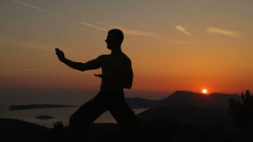 Κατάρτιση νεαρών άνδρων στο ηλιοβασίλεμα φιλμ μικρού μήκους Κατάρτιση νεαρών άνδρων στο ηλιοβασίλεμα φιλμ μικρού μήκους
