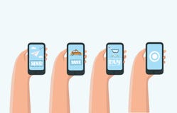 Κινητή έννοια apps - κοινωνική δικτύωση, σε απευθείας σύνδεση επιχείρηση, επικοινωνία απεικόνιση αποθεμάτων Κινητή έννοια apps - κοινωνική δικτύωση, σε απευθείας σύνδεση επιχείρηση, επικοινωνία απεικόνιση αποθεμάτων
